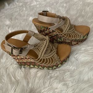 Never worn strap wedges.